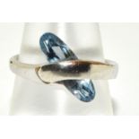 Blue Topaz 925 silver ring size O