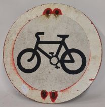 Round aluminium "No Cycling" sign 40cm diameter