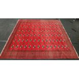 Large room size red patterned carpet 370x295cm.