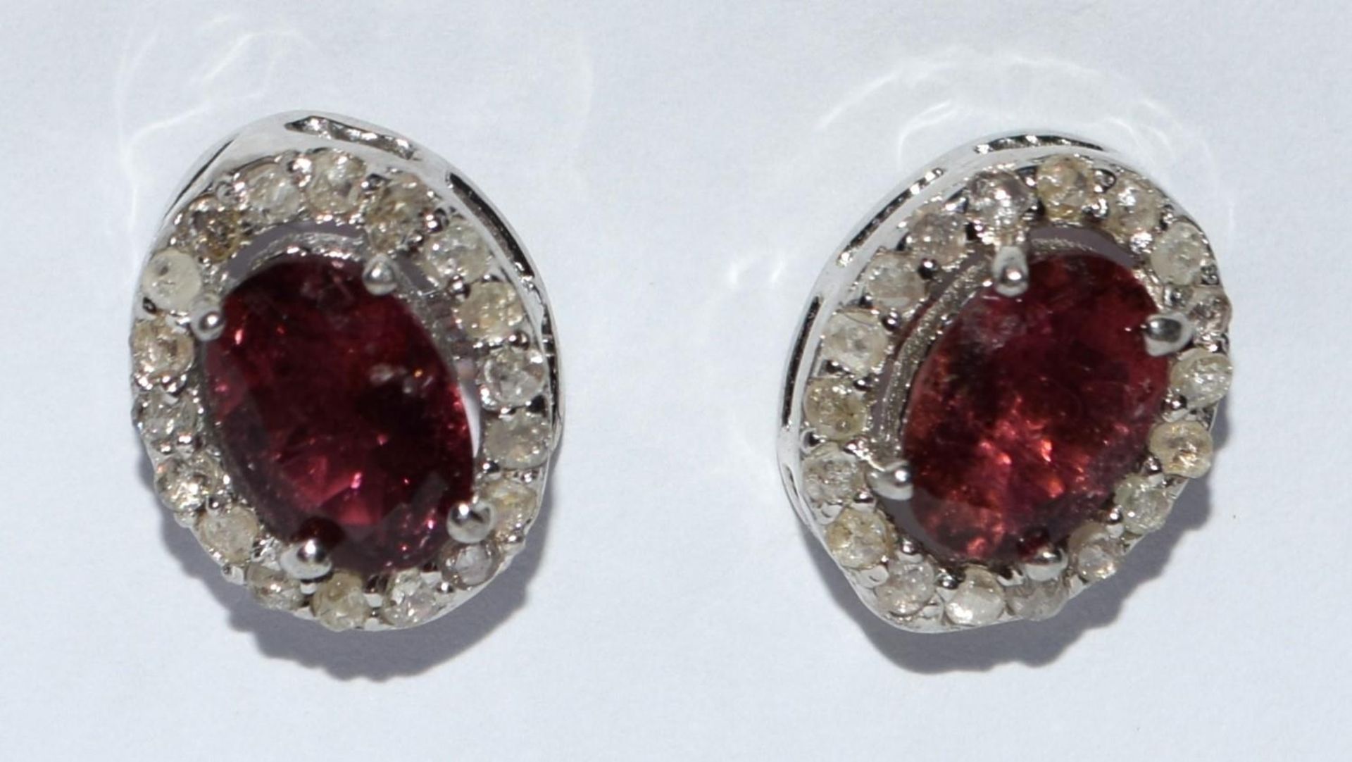 Diamond and pink tourmaline stud earrings with 18ct gold posts - Image 2 of 6