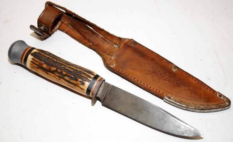 Vintage Solingen German Hunters/Sheath knife with horn handle. Blade length 9.5cms - Image 2 of 3