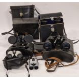 Collection of vintage and modern binoculars. Various makes.