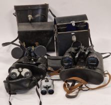 Collection of vintage and modern binoculars. Various makes.