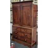 Victorian Mahogany Linen Press complete with 5 sliding draws in top, standing on a 2/2 draw base