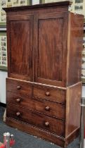 Victorian Mahogany Linen Press complete with 5 sliding draws in top, standing on a 2/2 draw base