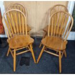 4 x contemporary pine stick back chairs