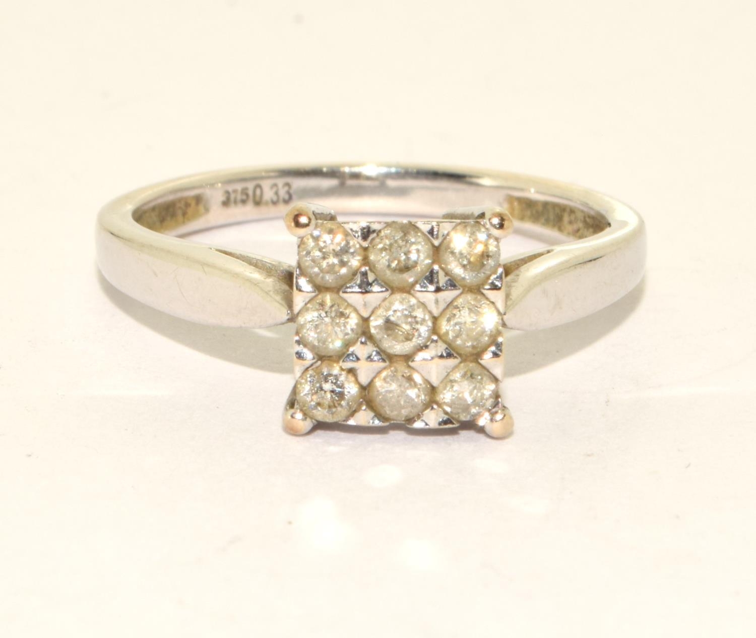 Diamond approx 0.33ct total 9ct gold ring 2.3g size N