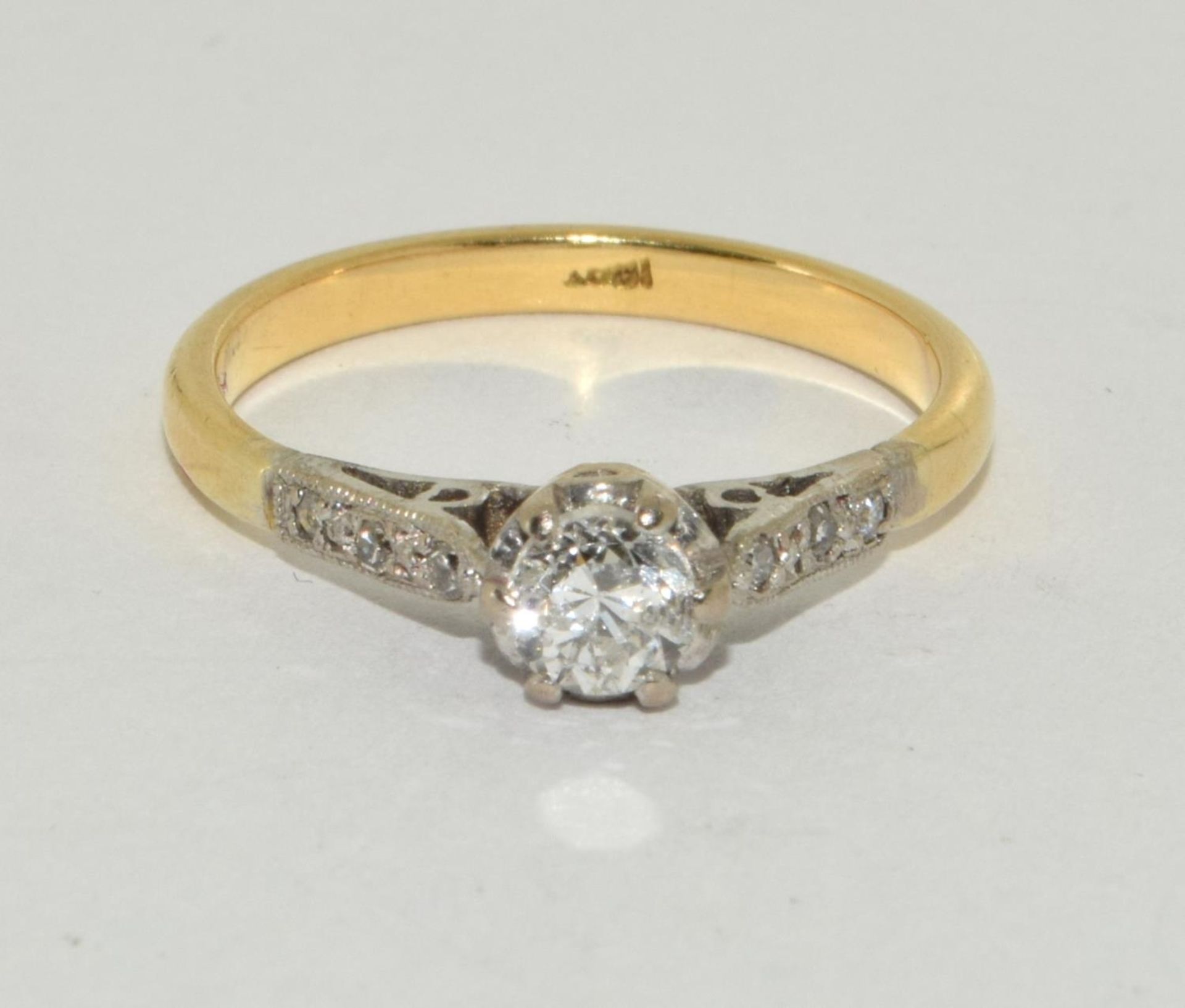 An old 18ct diamond solitaire 0.25ct minimum rose cut diamond shank ring Size L 1/2. - Image 5 of 5