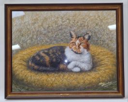 Rex Hurley local artist pastel depicting a cat 55x65cm