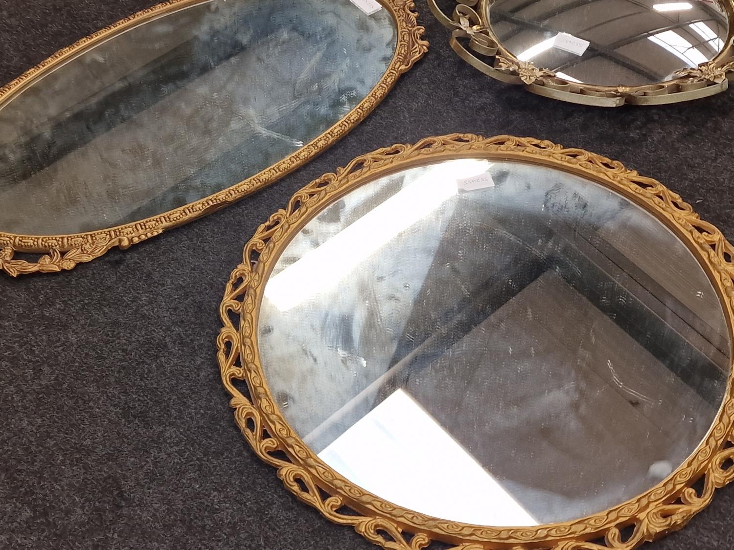 Three vintage gilded wall mirrors of varying sizes. - Image 3 of 3