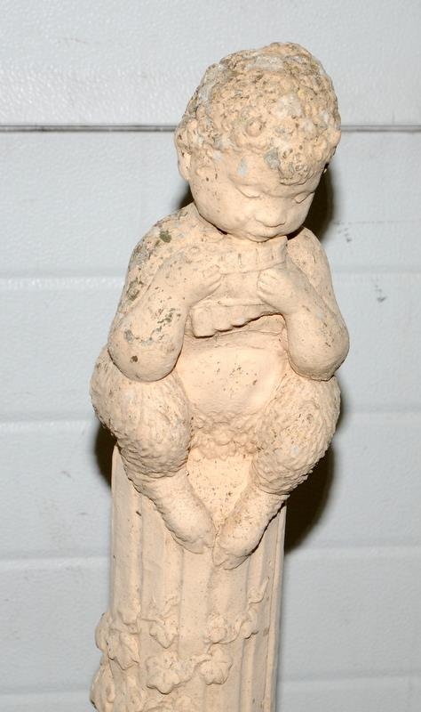 Garden statue depicting a Faun sat on a column 85cm - Image 2 of 3
