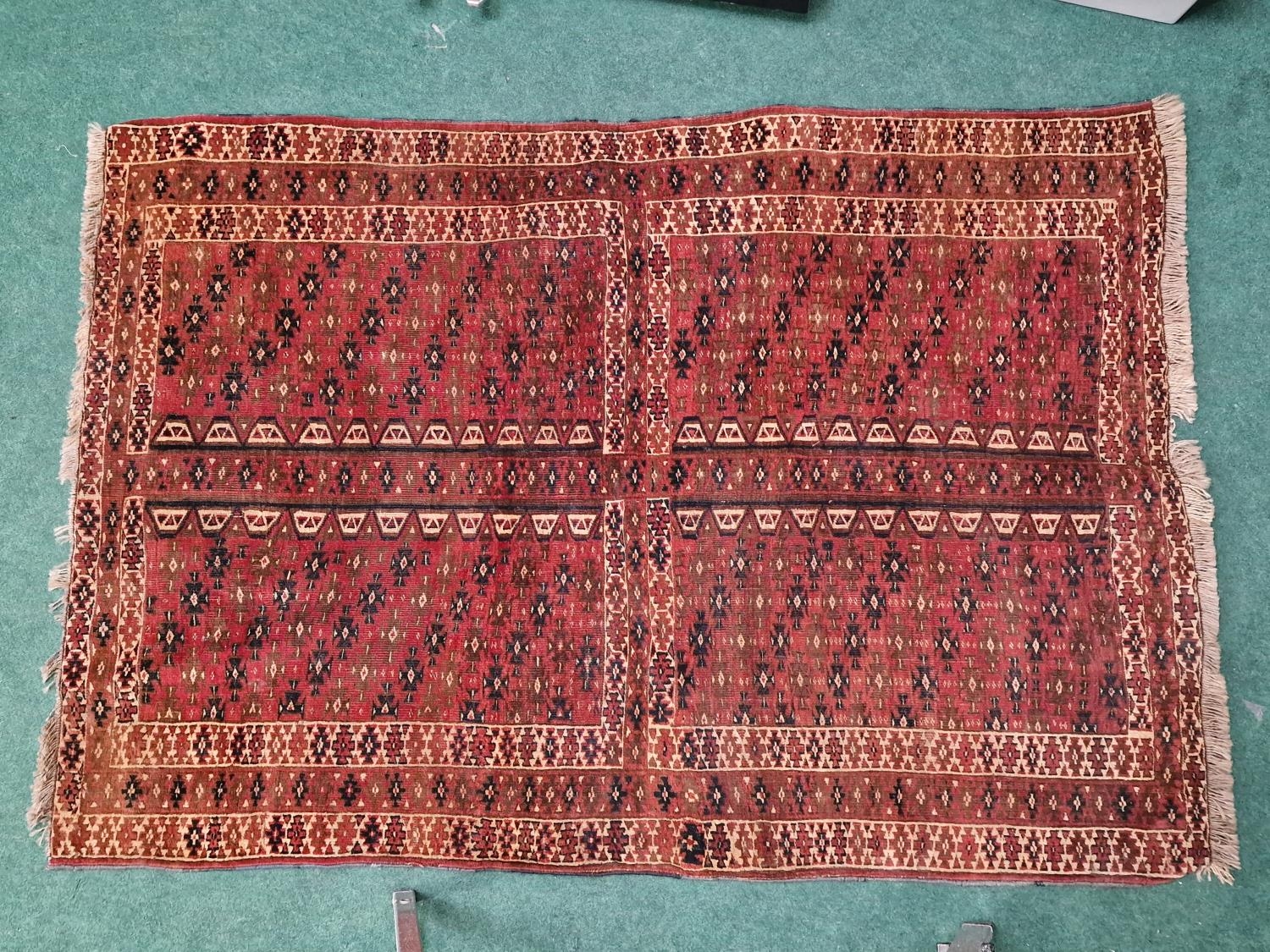 Vintage Yomut Turkmen design rug with Elem panels 190x130cm