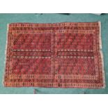 Vintage Yomut Turkmen design rug with Elem panels 190x130cm