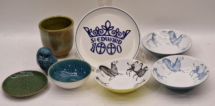 Poole Pottery job lot to include 1960's Robert Jefferson bowls and other pieces (8).