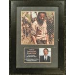 Framed unauthenticated Andrew Lincoln signed photograph 34x25cm.