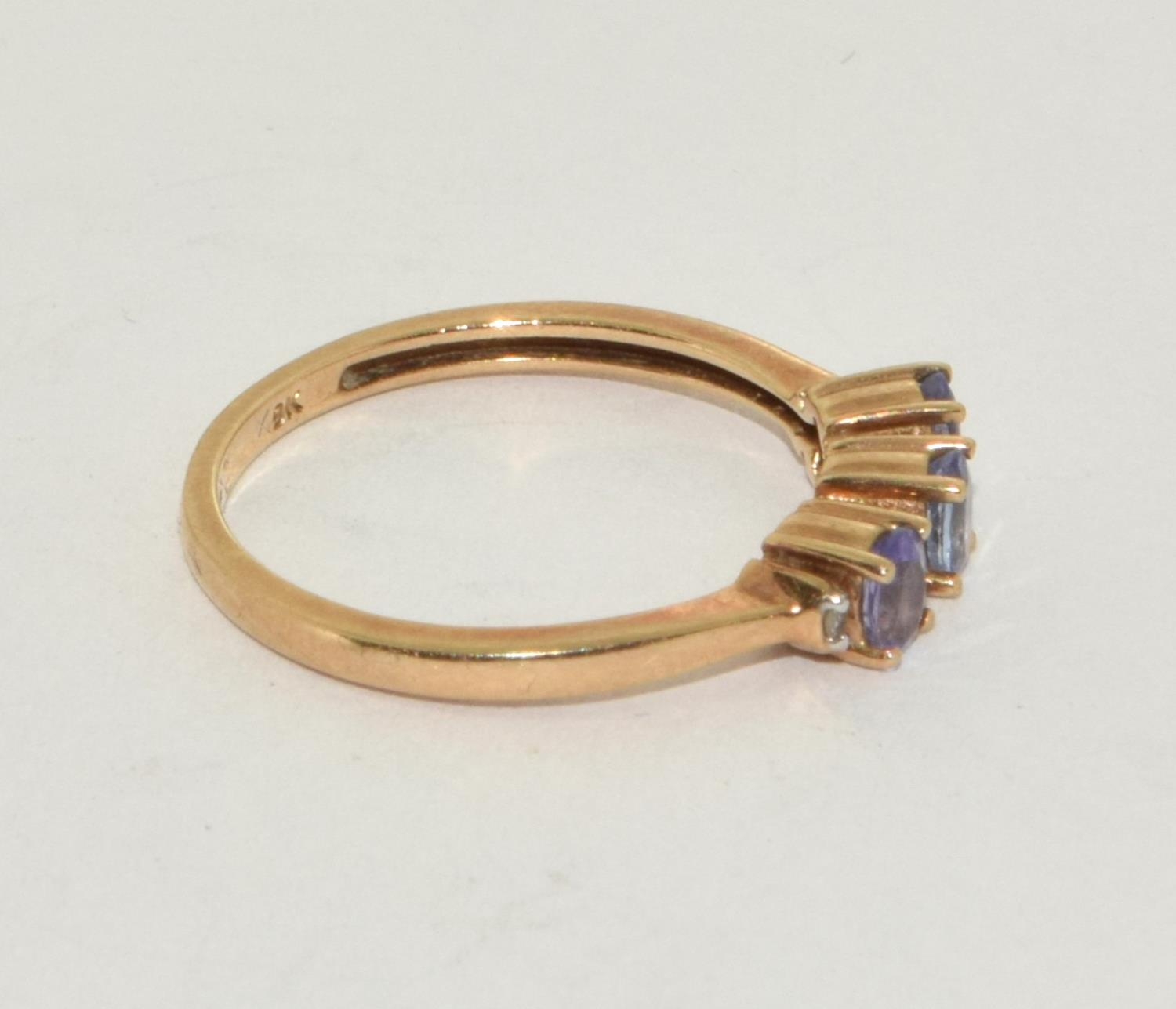 9ct gold ladies Diamond and Amethyst ring size O - Image 4 of 5