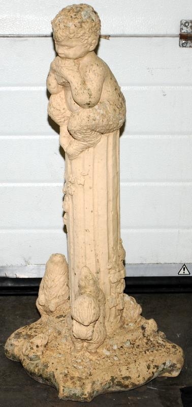 Garden statue depicting a Faun sat on a column 85cm - Image 3 of 3
