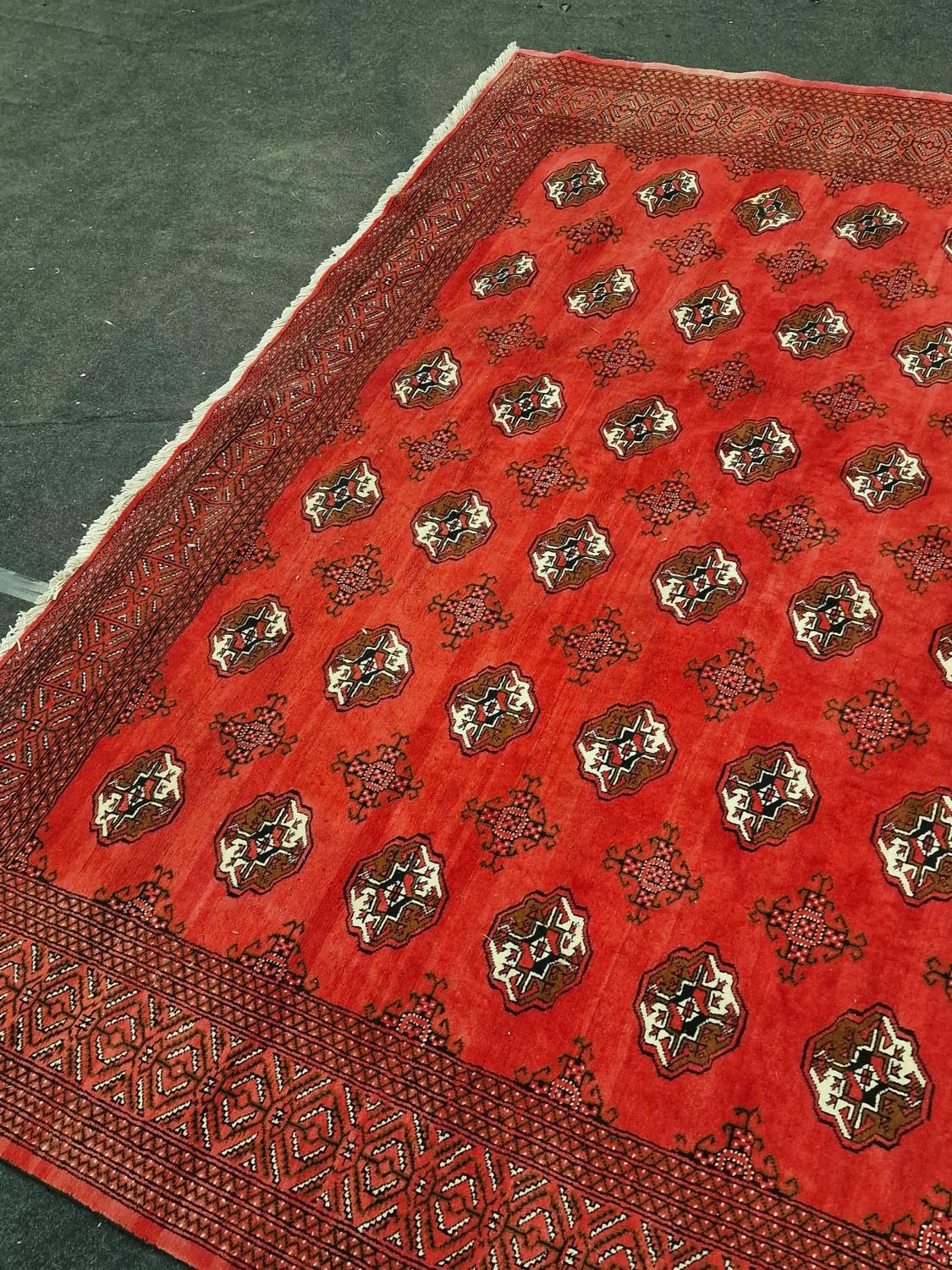 Large room size red patterned carpet 370x295cm. - Image 2 of 4