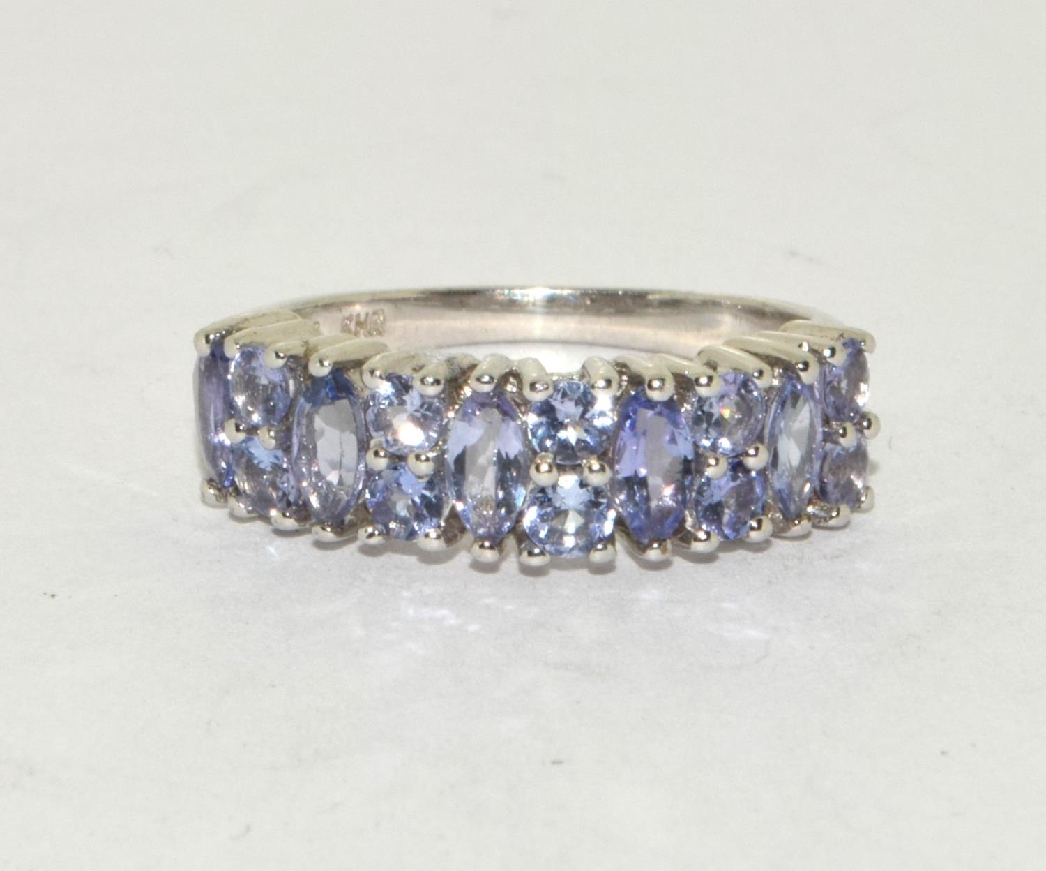 A 925 silver and tanzanite ring Size L
