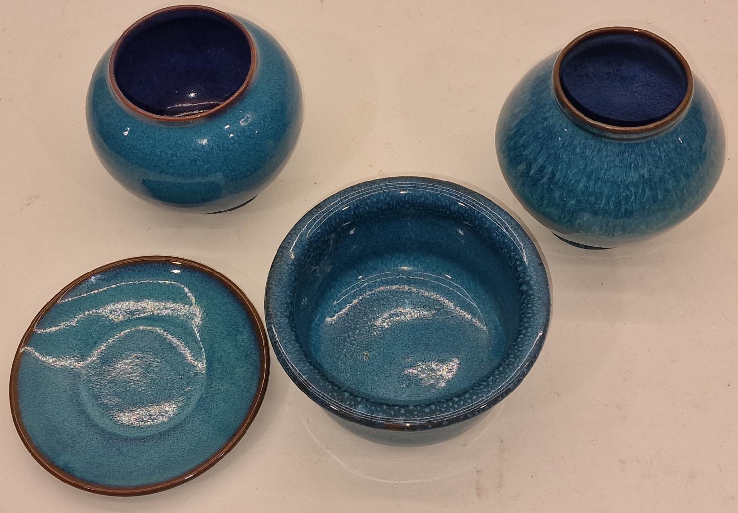 Poole Pottery Carter Stabler Adams Chinese Blue Glaze four pieces. - Image 2 of 3