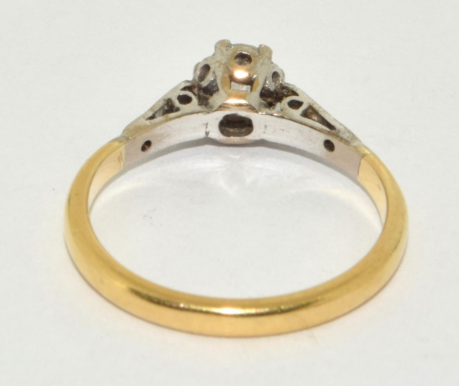 An old 18ct diamond solitaire 0.25ct minimum rose cut diamond shank ring Size L 1/2. - Image 3 of 5