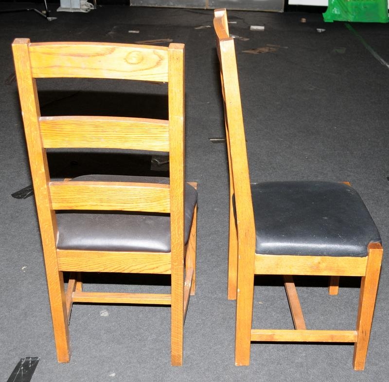 Pair high ladder back dining chairs set on squared legs with vinyl seat covering 105x45x45cm - Image 3 of 3