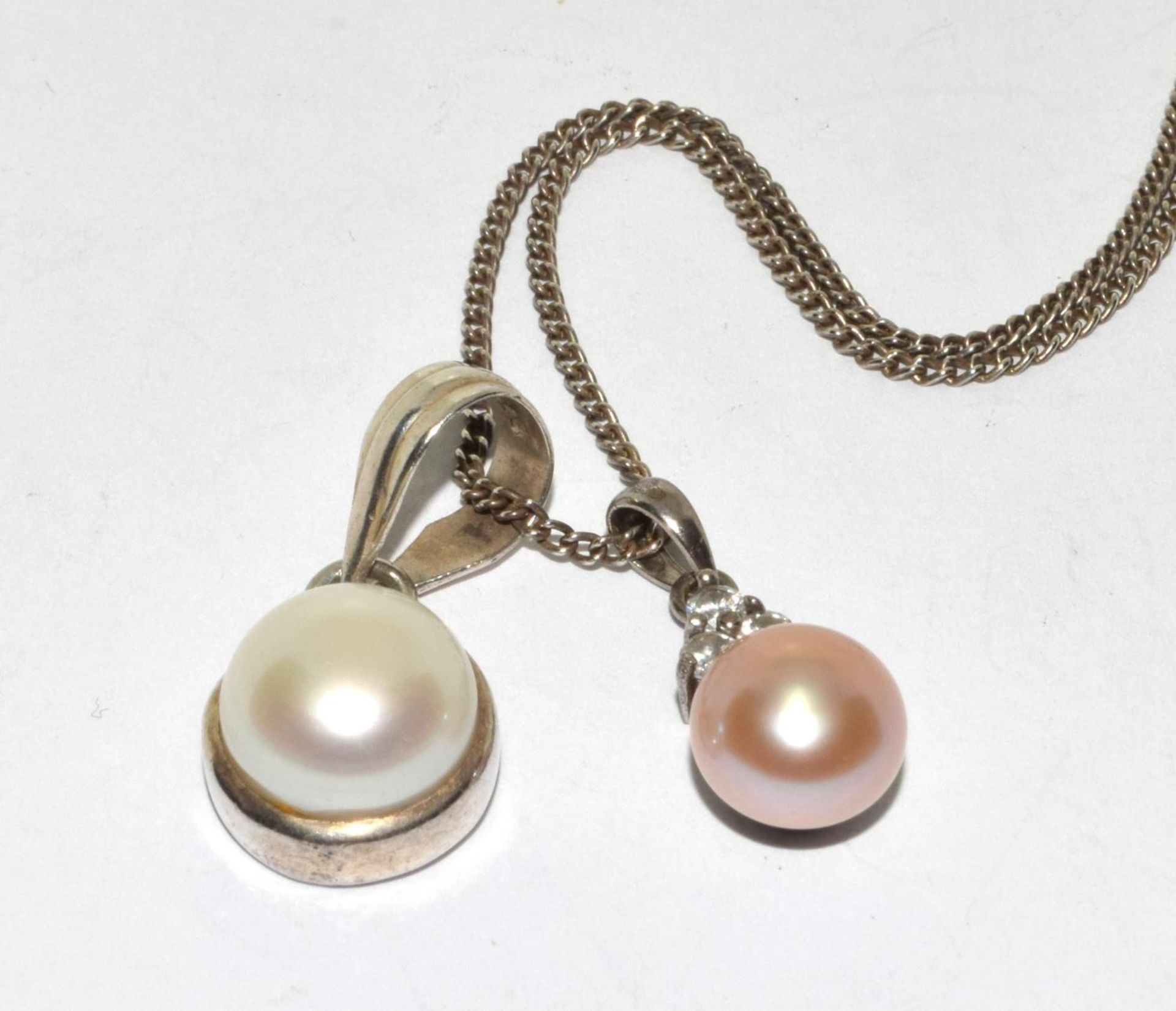 2 x 925 silver cultured pearl pendants and earrings - Image 3 of 4