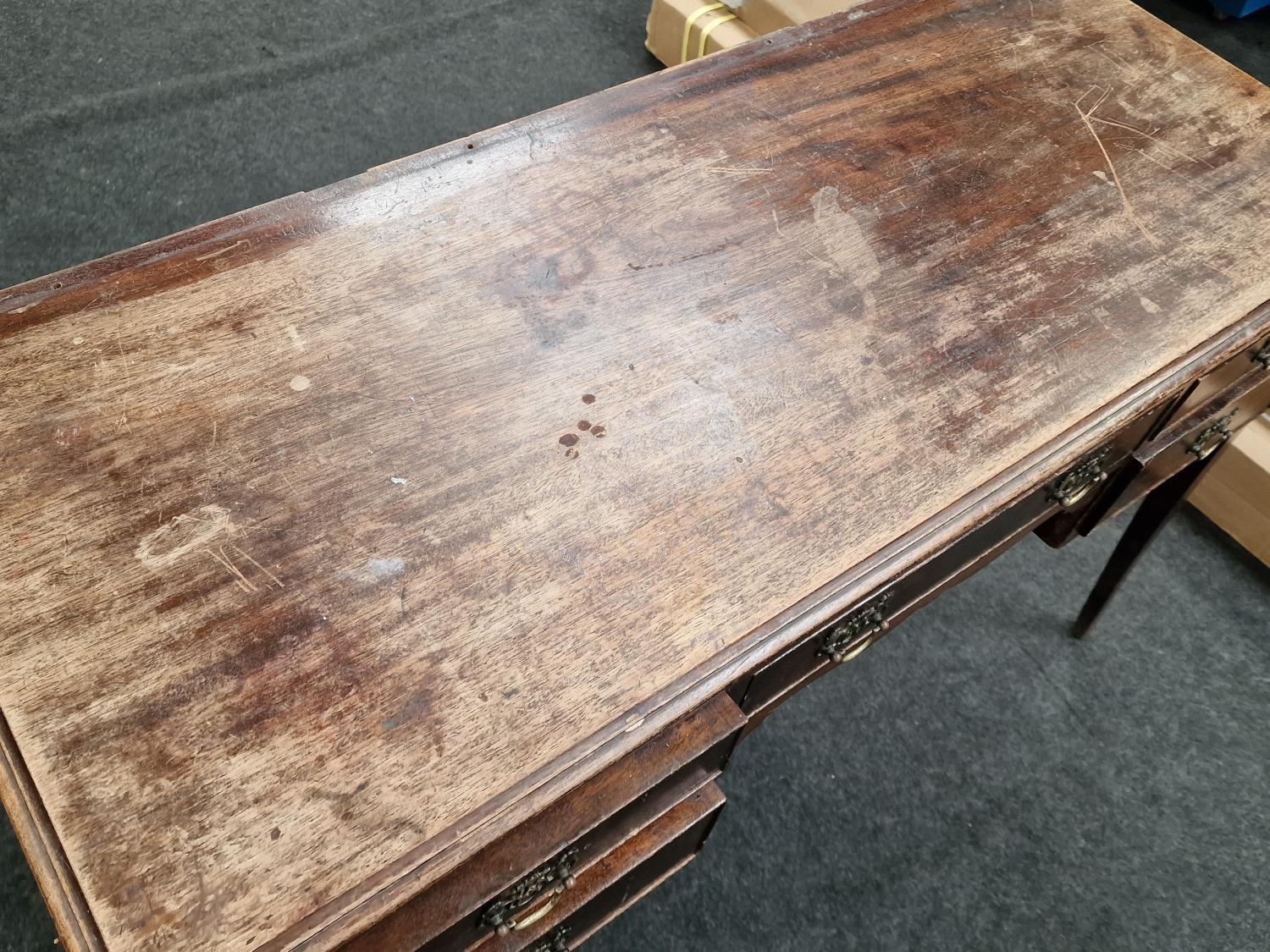 Mahogany writing table with splade legs and drop brass handles made by a local crafts man with - Image 3 of 4