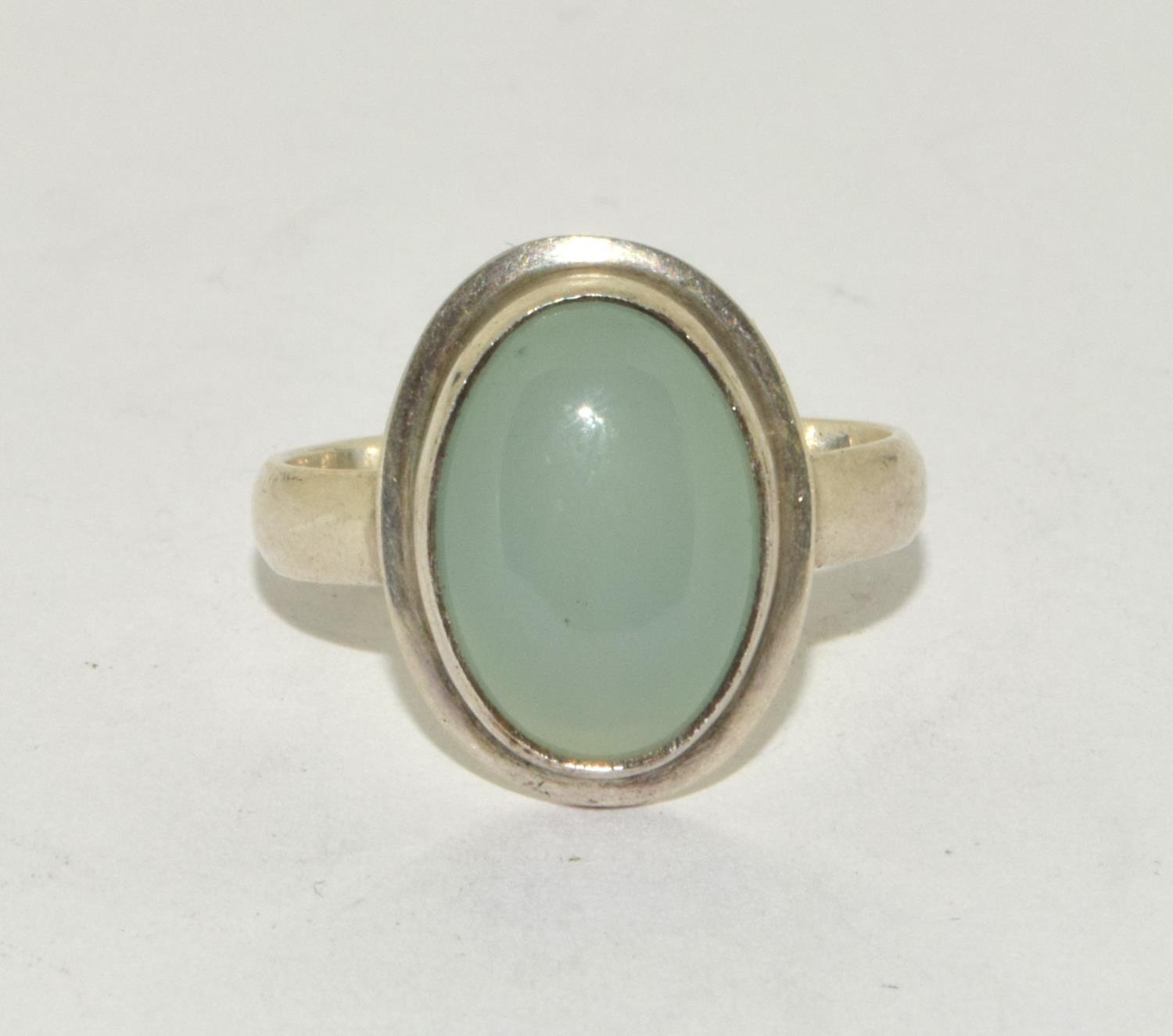 A 925 silver chalcedony ring Size O