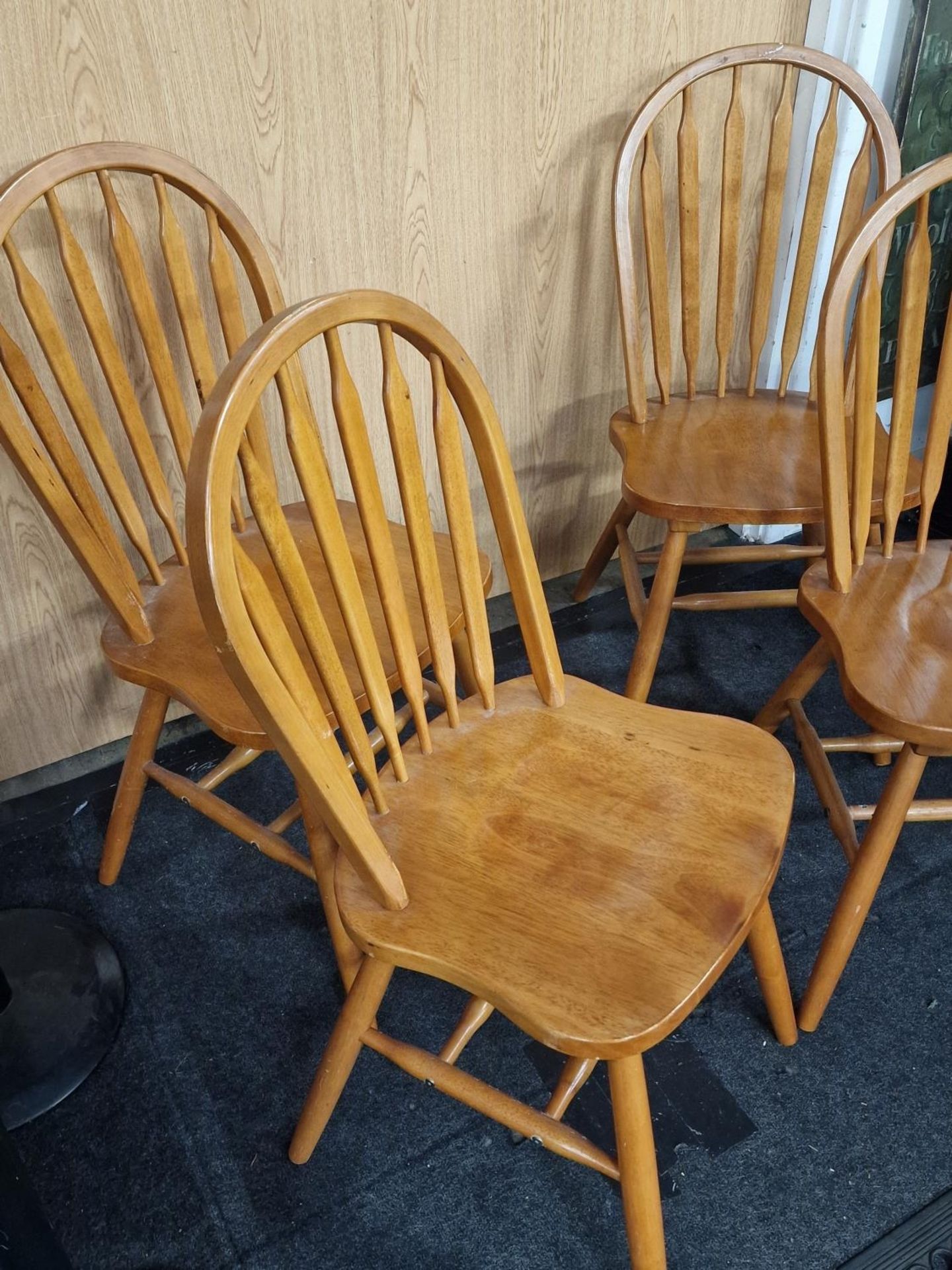 4 x contemporary pine stick back chairs - Image 2 of 3