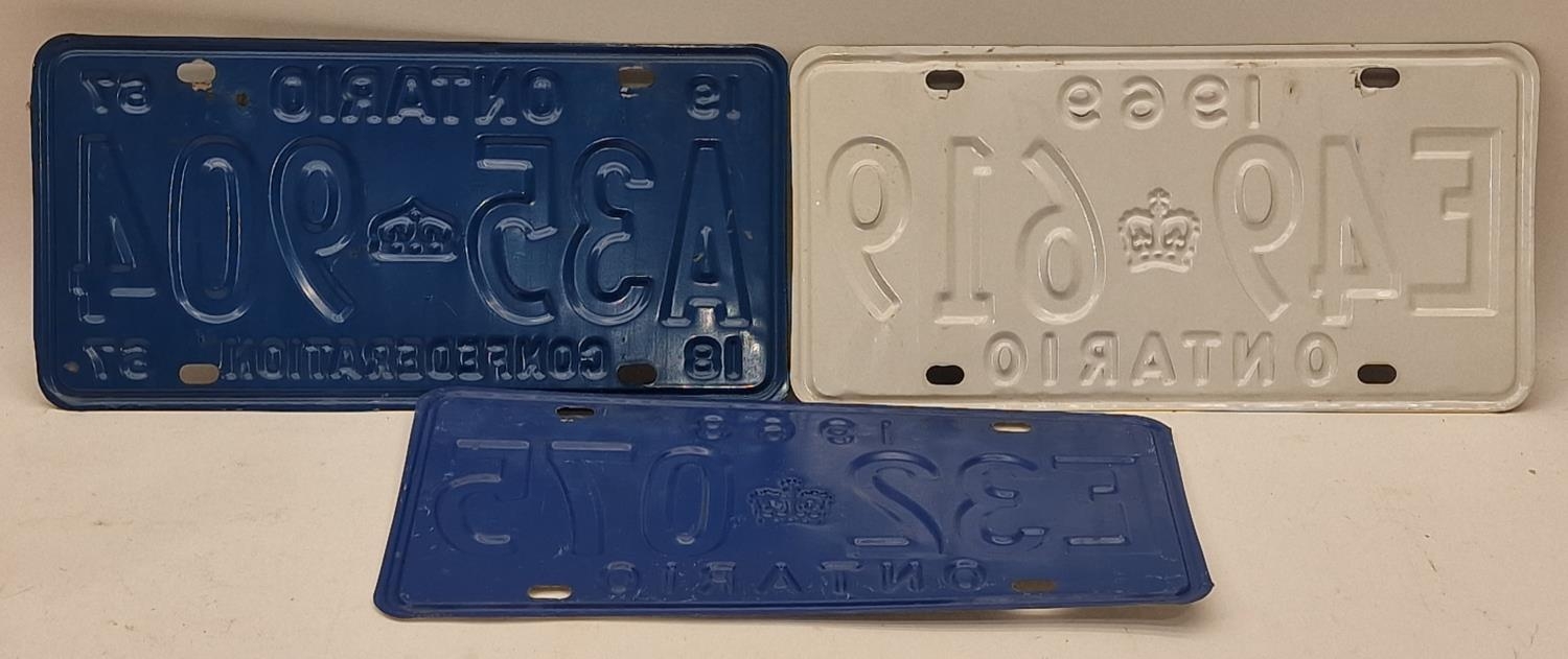 3 x vitreous Canadian car number plates from the 1960s 30x15cm each - Image 2 of 2