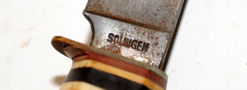 Vintage Solingen German Hunters/Sheath knife with horn handle. Blade length 9.5cms - Image 3 of 3