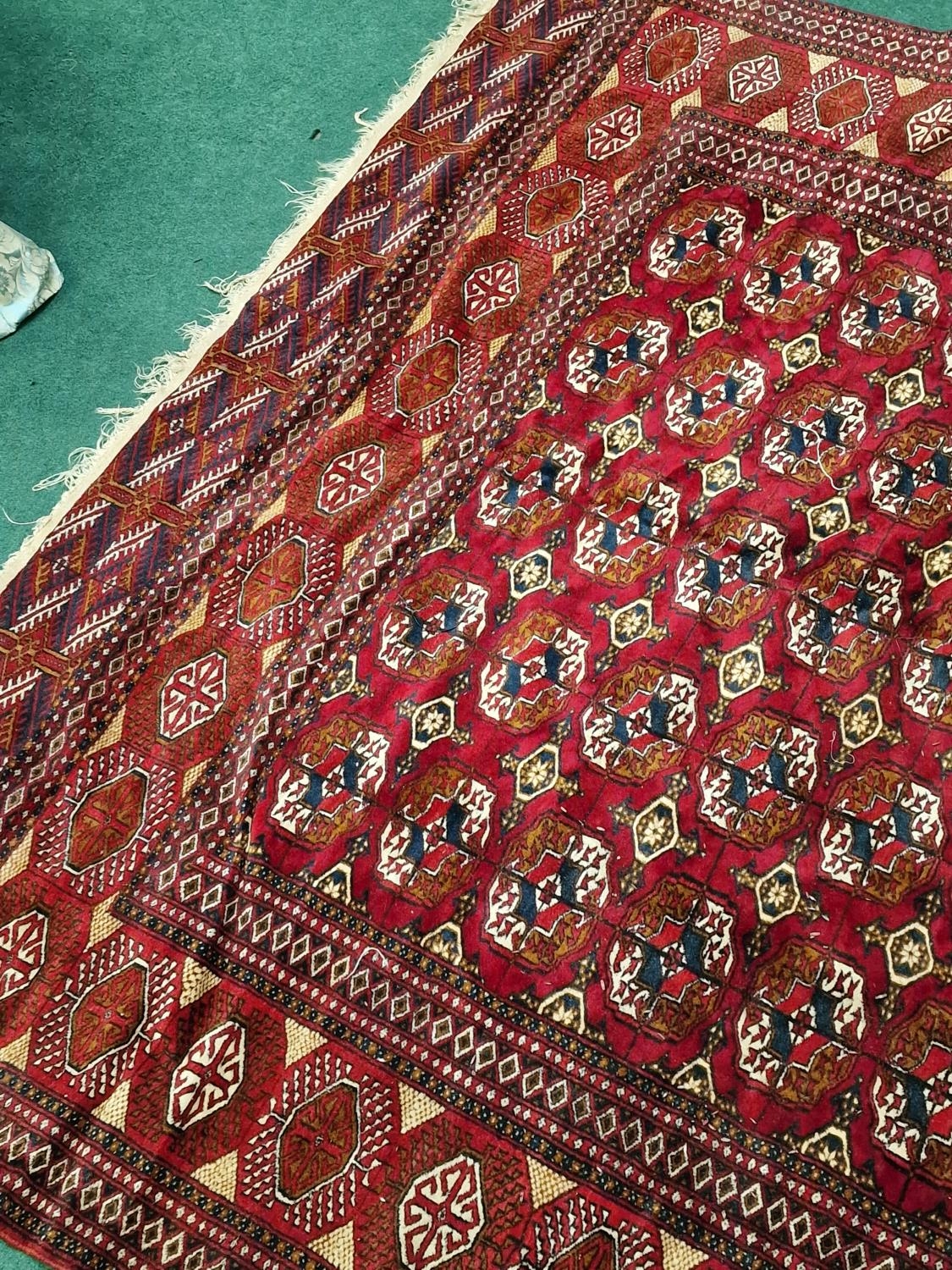 Vintage maroon Bukhara room size rug 350x250cm - Image 2 of 4