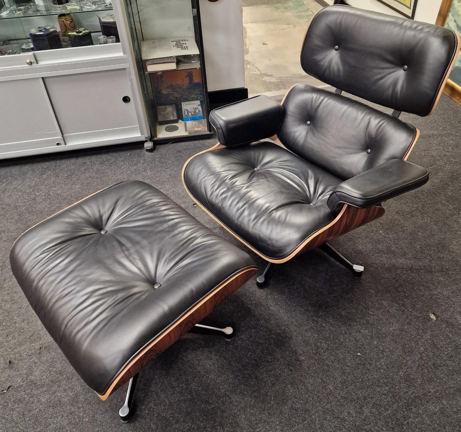 Eames style chair together the matching foot stool in clean condition chair 90x80x70cm stool is - Image 2 of 3