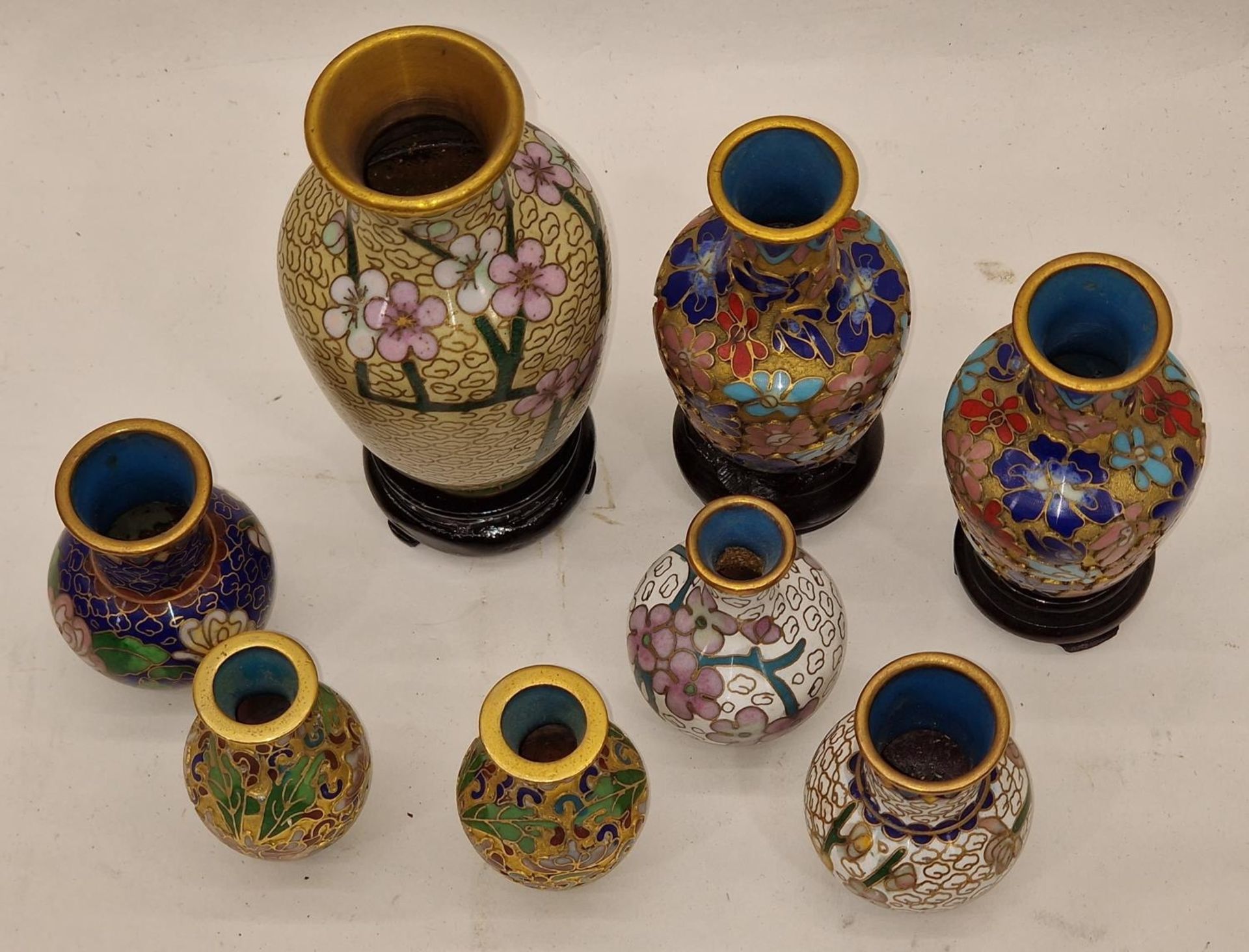 Quantity of miniature cloisonné oriental vases (8) - Image 2 of 2