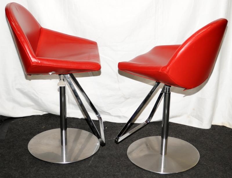 Kiss Cattelan style swivel chairs with chrome base and foot supports, gas piston mechanism with - Image 2 of 5