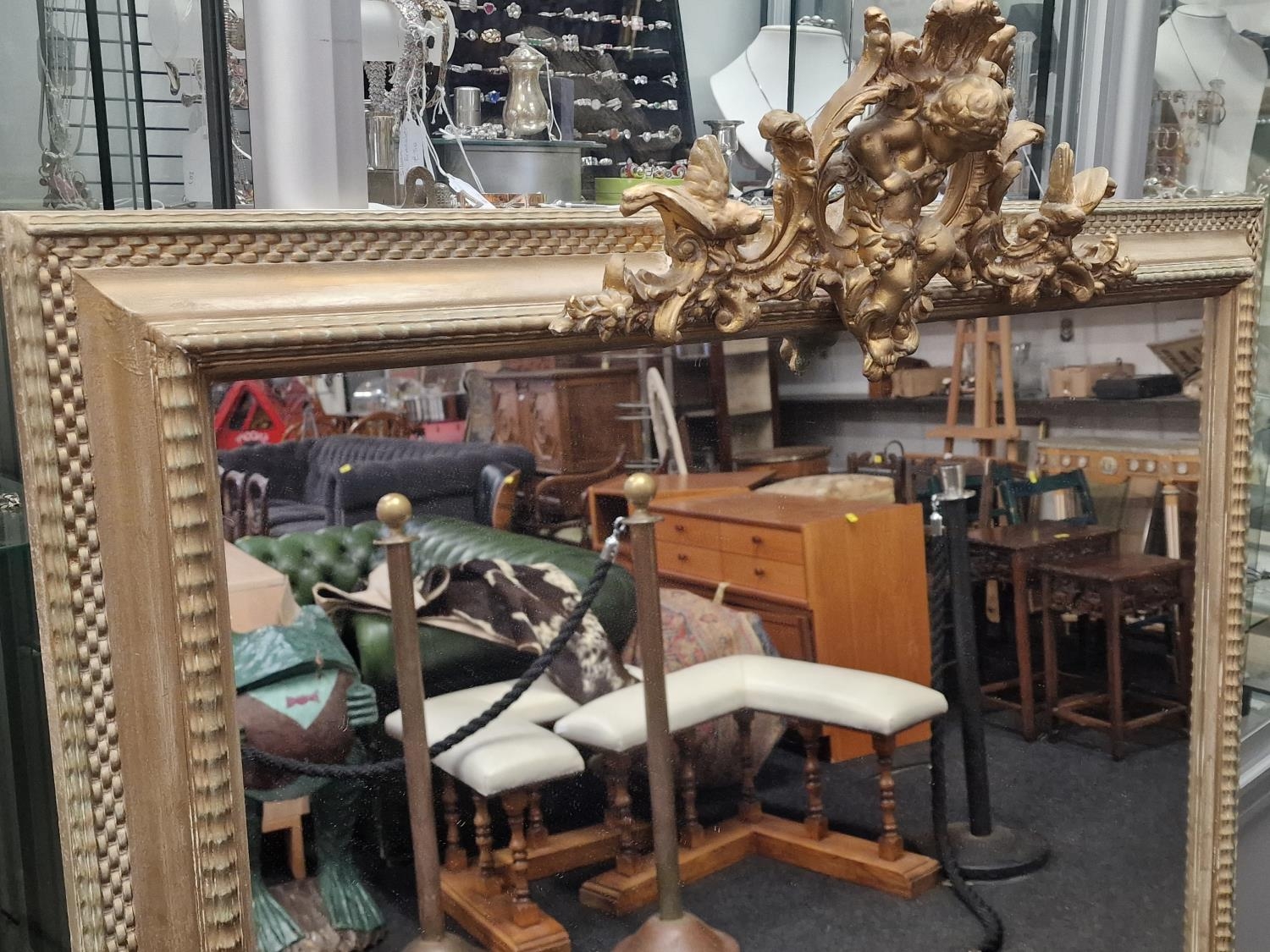 Large gilt frame pier mirror set with a cherub centre piece 160x110cm - Image 2 of 4