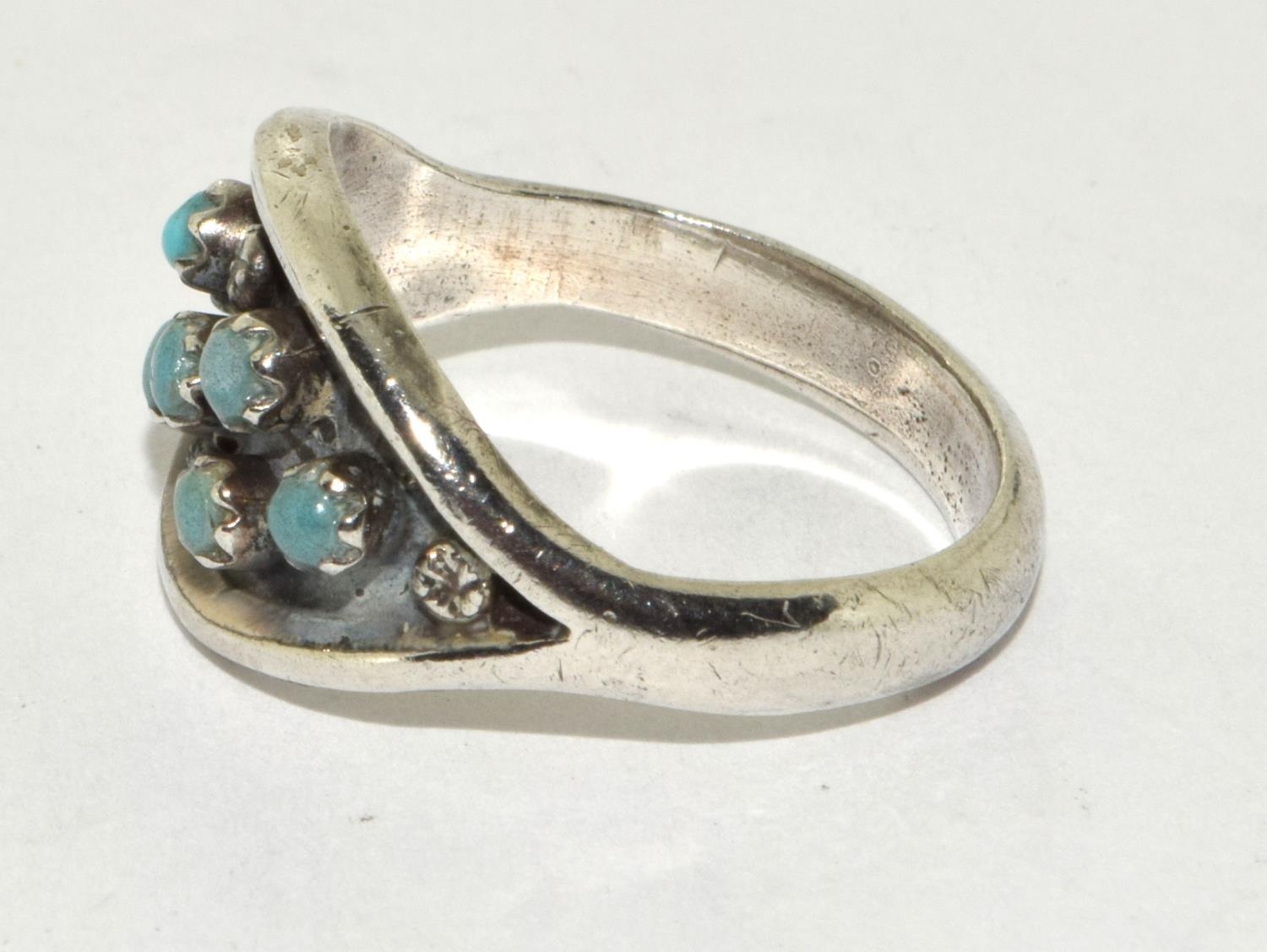 Native American Turquoise sterling silver ring size O - Image 2 of 3