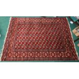 Vintage maroon Bukhara room size rug 350x250cm