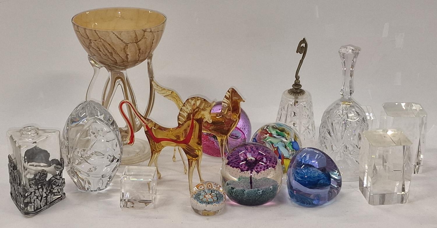 Collection of glassware items to include animals and paperweights.