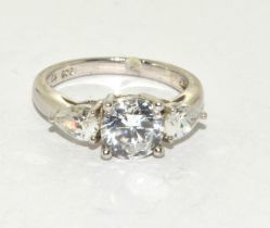 A sparkling 3 stone CZ 925 silver ring Size M