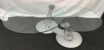 A double glass swing out coffee table believed to be by Gallotti and Radice. 45x90cm minimum