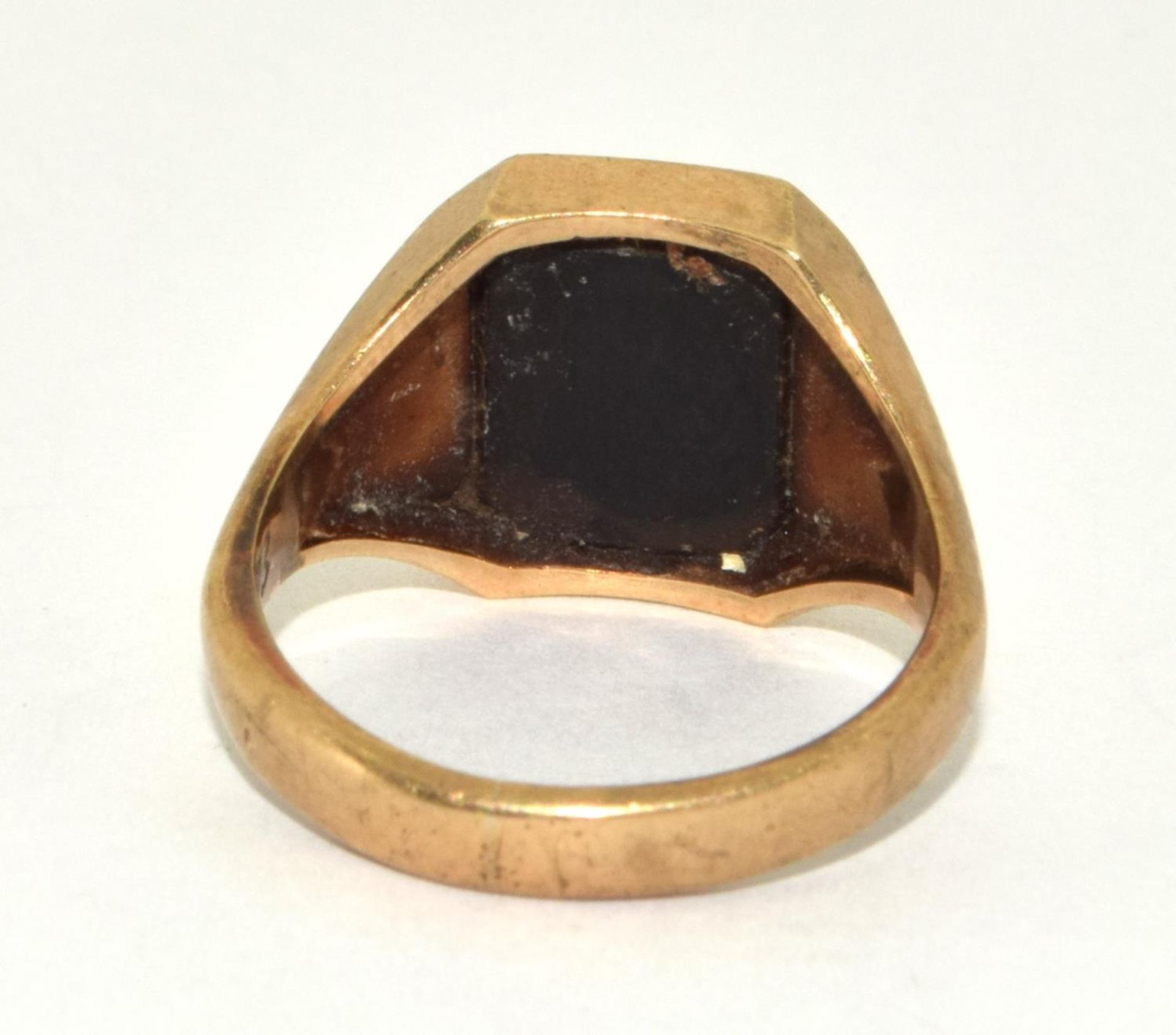 9ct gold gent Masonic signet ring 6.2g size R - Image 3 of 5