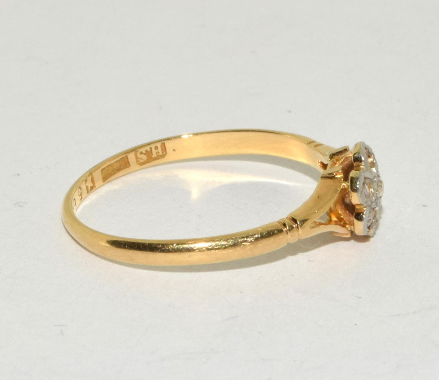 Old Art Deco diamond 18ct gold ring Size P - Image 4 of 5