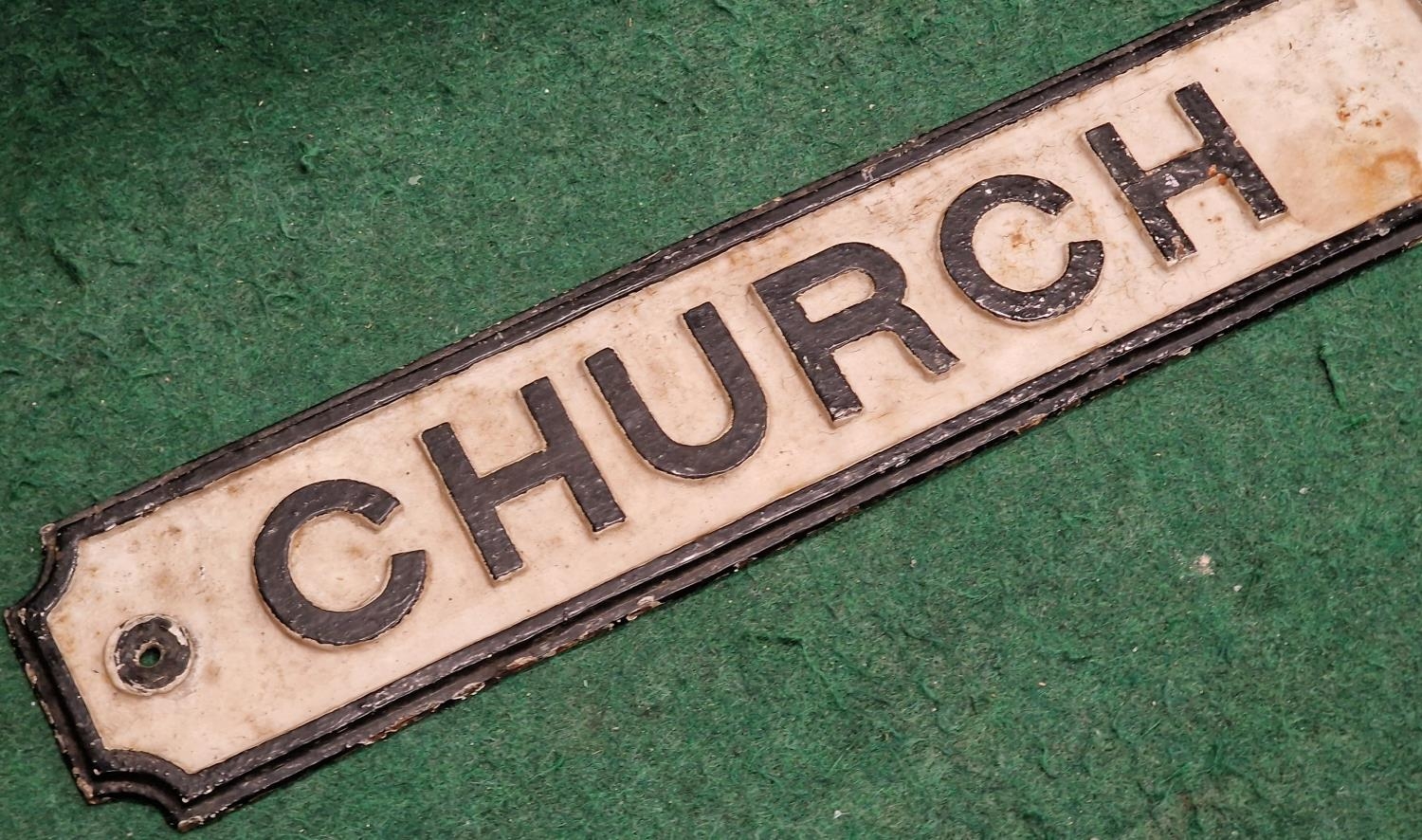 An Original cast metal road sign "Church Hill" 90x15cm - Image 2 of 4