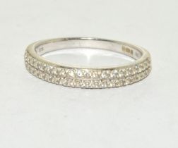 9ct white gold twin band 1/2 eternity ring size P
