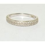 9ct white gold twin band 1/2 eternity ring size P