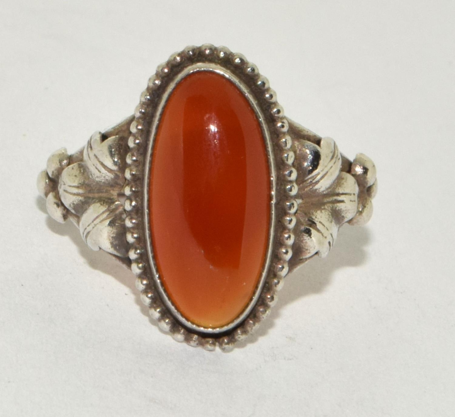 Antique Cornelian 935 silver ring size M