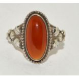 Antique Cornelian 935 silver ring size M