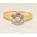 Diamond Daisy ring approx 0.33pionts in 18ct gold 3.3g size P